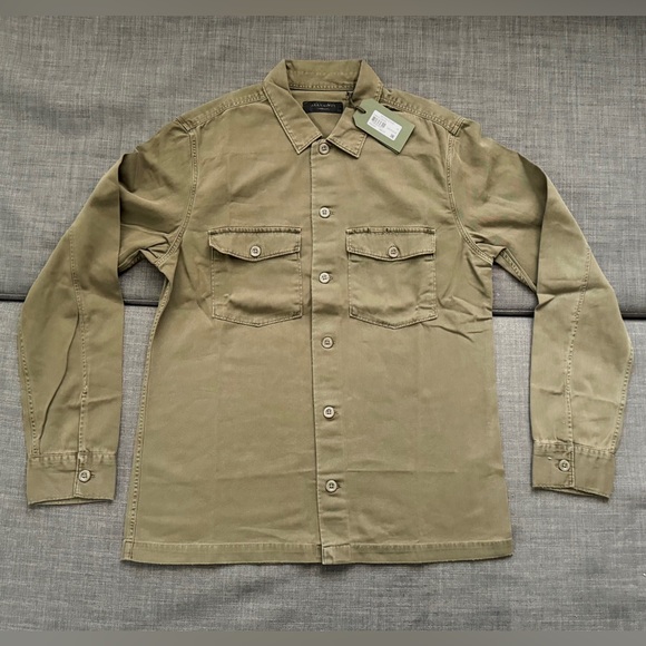NEW Allsaints Mens Shirt SPOTTER military Medium With Tags Cargo Green - Picture 7 of 9